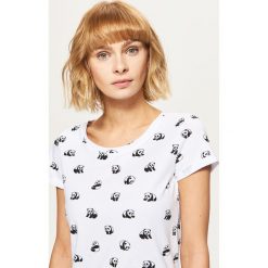 Koszulka z krótkim rękawem - Biały. Bluzki damskie Cropp. W wyprzedaży za 14.99 zł.