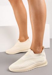 Beżowe Wsuwane Buty Sportowe z Elastyczną Cholewką Olaris. Brązowe obuwie sportowe damskie Born2be, bez wzorów. Za 74.99 zł.