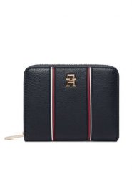 Tommy Hilfiger Portfel Th Icon Med Za W/Flap Corp AW0AW18653 Granatowy. Niebieskie portfele damskie Tommy Hilfiger, bez wzorów, ze skóry. Za 269.99 zł.