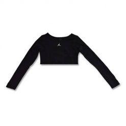 Koszulka sportowa damska Nike Air Jordan Core Longsleeve Top Wmns. Czarne koszulki sportowe damskie Nike, l, bez wzorów, z bawełny, bez kołnierzyka, bez ramiączek, na fitness i siłownię. Za 181.50 zł.
