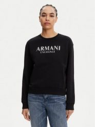 Armani Exchange Bluza XW000159 AF11851 UC001 Czarny Regular Fit. Czarne bluzy damskie Armani Exchange, xl, bez wzorów, z bawełny, bez kaptura. Za 319.99 zł.