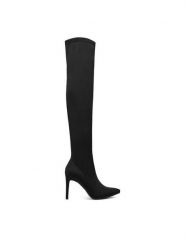 DeeZee Kozaki JDY332-1 Czarny. Czarne kozaki damskie DeeZee, z materiału, bez obcasa, na szpilce. Za 239.99 zł.