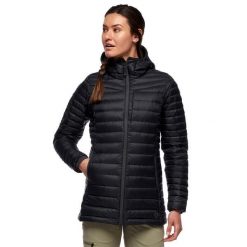 Kurtka puchowa damska Black Diamond Access Down Parka. Czarne kurtki damskie Black Diamond, s, bez wzorów, z puchu, bez kaptura, trekkingowe. Za 569.99 zł.