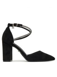 DeeZee Czółenka BG-88416-1 Czarny. Czarne czółenka damskie DeeZee, bez wzorów, z materiału, bez obcasa, bez zapięcia. Za 139.99 zł.