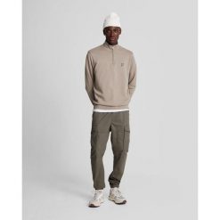 Sweter z bawełny merino z suwakiem na ćwierć Lyle & Scott. Brązowe swetry przez głowę męskie LYLE AND SCOTT, m, bez wzorów, z bawełny, bez kołnierzyka. Za 347.50 zł.