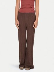 ONLY Spodnie materiałowe Ella 15368471 Brązowy Wide Leg. Brązowe spodnie materiałowe damskie Only, xl, bez wzorów, z bawełny. Za 129.99 zł.