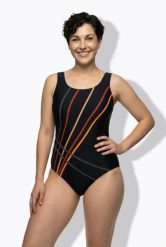 Damskie Kostium kąpielowy paski bez miękkich miseczek pas pod biustem. Czarne kostiumy jednoczęściowe damskie Ulla Popken, plus size, bez wzorów, z elastanu, sportowe, plus size, do pływania. Za 159.99 zł.