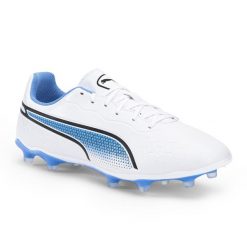 Buty piłkarskie męskie PUMA King Match FG/AG. Białe buty sportowe męskie Puma, bez zapięcia, do piłki nożnej. Za 209.00 zł.