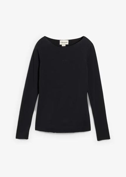Lekka bluzka z długim rękawem. Zielone bluzki damskie bonprix, bez wzorów, bez kołnierzyka, bez ramiączek. Za 34.99 zł.