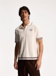 Sweter polo - złamana biel. Swetry przez głowę męskie Reserved, l, bez wzorów, z bawełny, bez kołnierzyka. Za 139.99 zł.