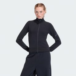 Bluza Dresowa Soft Lux Slim. Czarne bluzy damskie Adidas, s, bez wzorów, z dresówki, bez kaptura, na fitness i siłownię. Za 299.00 zł.