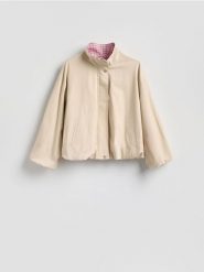 Kurtka boxy - kremowy. Białe kurtki damskie Reserved, l, bez wzorów, z bawełny, bez kaptura. Za 199.99 zł.