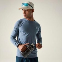 Męska koszulka z długim rękawem Agile do wędrówek. Niebieskie koszulki sportowe męskie Dare 2b, m, bez wzorów, z lyocellu, bez kołnierzyka, bez ramiączek, trekkingowe. Za 199.99 zł.