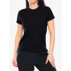 Koszulka turystyczna damska Smartwool Perfect Crew Tee. Czarne koszulki sportowe damskie Smartwool, bez wzorów, bez kołnierzyka, bez ramiączek. Za 218.99 zł.