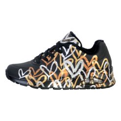Buty do chodzenia sneakersy damskie Skechers Uno-Metallic Love. Czarne obuwie sportowe damskie Skechers, bez wzorów, z gumy, trekkingowe, Skechers Sport. Za 455.00 zł.
