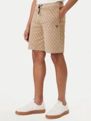 Guess Szorty sportowe Z4YD03 K7122 Beżowy Regular Fit. Brązowe krótkie spodenki sportowe męskie Guess, l, z aplikacjami, z syntetyku. Za 289.99 zł.