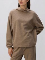 Bluza z kapturem - brązowy. Brązowe bluzy damskie Reserved, l, bez wzorów, z bawełny, z kapturem. Za 119.99 zł.