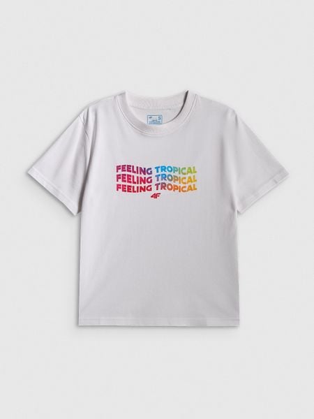 Боксі T-shirt з принтом жіночий - білий. T-shirty damskie 4f, m, bez wzorów, bez kołnierzyka. Za 799.90 zł.