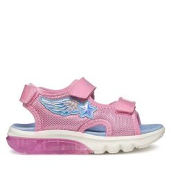 Sandały Geox. Czerwone sandały dziewczęce Geox, bez zapięcia. Za 279.99 zł.