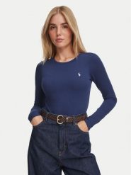 Polo Ralph Lauren Body 4P0490 Granatowy Slim Fit. Niebieskie bluzki damskie Polo Ralph Lauren, m, bez wzorów, z bawełny, bez kołnierzyka, bez ramiączek. Za 494.99 zł.