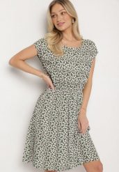 Zielona Sukienka z Gumką w Talii w Drobne Kwiatki Tosivia. Zielone sukienki dla dziewczynek Born2be, na lato, bez wzorów, eleganckie, bez ramiączek. Za 34.99 zł.