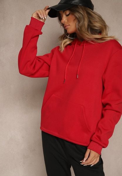 Czerwona Bluza z Kapturem Ozdobiona Ściągaczami Invila. Czerwone bluzy damskie Renee, xl, bez wzorów, z kapturem. Za 49.99 zł.