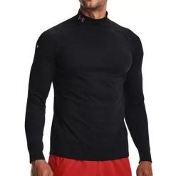 Męska koszulka sportowa Under Armour ColdGear czarna. Czarne koszulki sportowe męskie Under Armour, m, bez wzorów, z elastanu, bez kołnierzyka, bez ramiączek, do biegania. Za 315.95 zł.