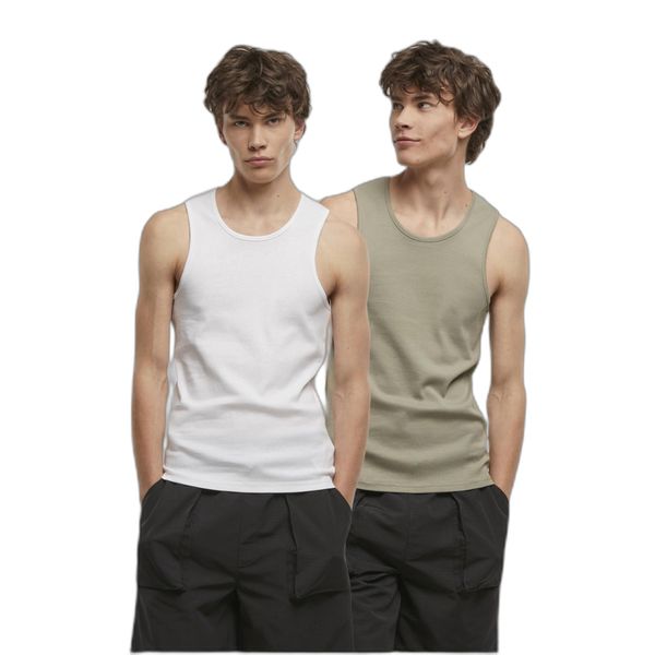 Tank top Urban Classics Ribbed (x2). Zielone t-shirty męskie Urban Classics, xl, bez wzorów, klasyczne, bez kołnierzyka. Za 120.50 zł.