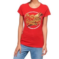 Koszulka turystyczna damska Superdry The Real Sparkle Entry. Czerwone t-shirty damskie Superdry., l, z aplikacjami, z bawełny, klasyczne, bez kołnierzyka. Za 70.49 zł.