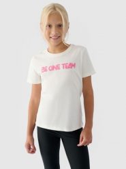 4F T-shirt z nadrukiem dziewczęcy - biały 164 (13-14 lat). Białe t-shirty i topy dla dziewczynek 4f, bez wzorów, z bawełny, bez ramiączek. W wyprzedaży za 19.99 zł.