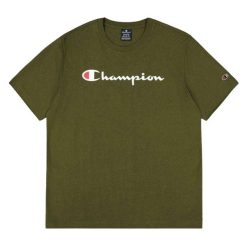 T-shirt Męski Logo. Zielone koszulki sportowe męskie Champion, m, bez wzorów, bez kołnierzyka, bez ramiączek, trekkingowe. Za 148.99 zł.