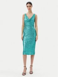 Rinascimento Sukienka koktajlowa CFC0123778003 Zielony Regular Fit. Zielone sukienki damskie Rinascimento, l, bez wzorów, z syntetyku, wizytowe, bez kołnierzyka, bez ramiączek. Za 369.99 zł.