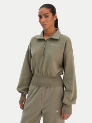 Adidas Bluza JM1101 Zielony Loose Fit. Zielone bluzy damskie Adidas, xs, bez wzorów, z bawełny, bez kaptura. Za 319.99 zł.