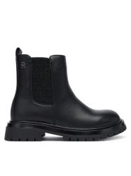 Tommy Hilfiger Botki T3A5-34152-1355999 S Czarny. Czarne botki dziewczęce Tommy Hilfiger, ze skóry, bez zapięcia. Za 409.99 zł.