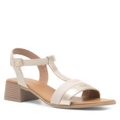 Sandały Clara Barson. Brązowe klapki damskie Clara Barson, bez wzorów, bez obcasa, na słupku, bez zapięcia. Za 89.99 zł.