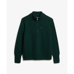 Klasyczny sweter z zamkiem przy szyi dla kobiet z bawełny Superdry. Zielone swetry damskie Superdry., na zimę, bez wzorów, z bawełny, klasyczne, bez kołnierzyka, bez ramiączek, bez kaptura. Za 349.75 zł.