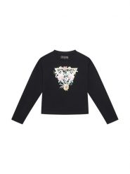 Guess Bluzka J5YI36 K6YW4 Czarny Regular Fit. Czarne bluzki dla dziewczynek Guess, z aplikacjami, z bawełny, bez ramiączek. Za 79.99 zł.