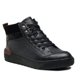 Trzewiki Go Soft. Czarne botki damskie GO SOFT, bez obcasa, na płaskiej podeszwie, bez zapięcia. Za 149.99 zł.