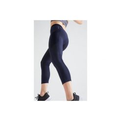 Legginsy 7/8 fitness kardio damskie 120 granatowe. Niebieskie legginsy damskie DOMYOS, l, bez wzorów, z elastanu, na fitness i siłownię. Za 59.99 zł.