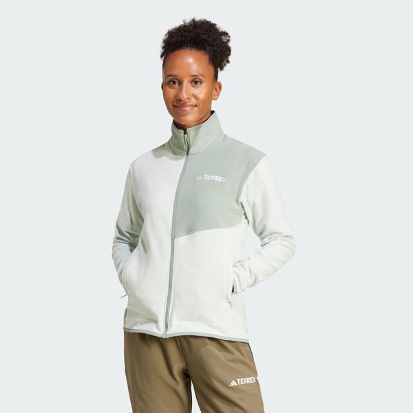 Bluza Terrex Multi Full-Zip Fleece. Zielone bluzy damskie Adidas, l, bez wzorów, z materiału, bez kaptura. W wyprzedaży za 260.45 zł.