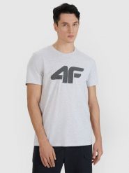 4F T-shirt regular z nadrukiem męski - szary XXL. Szare koszulki sportowe męskie 4f, m, bez wzorów, z bawełny, klasyczne, bez kołnierzyka. Za 49.99 zł.