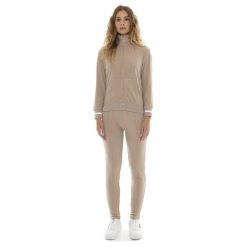 Bluza z zamek błyskawiczny na co dzień na siłownię. Brązowe bluzy damskie LEONE 1947 APPAREL, bez wzorów, z dresówki, bez kaptura, na fitness i siłownię. W wyprzedaży za 224.31 zł.