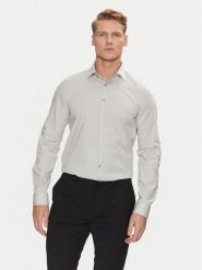 Calvin Klein Koszula Poplin Stretch Slim Shirt K10K108229 Szary Slim Fit. Szare koszule męskie Calvin Klein, m, bez wzorów, z bawełny, biznesowe, bez kołnierzyka, bez ramiączek. Za 199.99 zł.