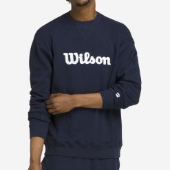 Bluza tenisowa męska Wilson Classic. Niebieskie bluzy męskie Wilson, m, bez wzorów, z bawełny, sportowe, bez kaptura. Za 289.99 zł.