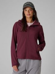 4F Kurtka softshell wiatroodporna damska - burgundowa XS. Czerwone kurtki damskie 4f, xs, bez wzorów, z softshellu, bez kaptura. Za 299.99 zł.