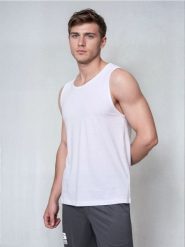 Bawełniany tank top - biały. Białe t-shirty męskie Sinsay, l, bez wzorów, z bawełny, bez kołnierzyka. Za 12.99 zł.