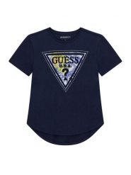 Guess T-Shirt J6GI13 K6YW4 Granatowy Relaxed Fit. Niebieskie t-shirty i topy dla dziewczynek Guess, z aplikacjami, z bawełny, bez ramiączek. Za 129.99 zł.