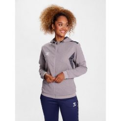Bluza damska sportowa Hummel Authentic Poly Zip Hoodie Woman. Szare bluzy sportowe damskie Hummel, s, bez wzorów, z kapturem, na fitness i siłownię. Za 251.50 zł.