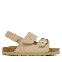 Sandały Calvin Klein. Brązowe sandały chłopięce Calvin Klein, bez zapięcia. Za 349.99 zł.