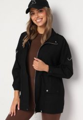 Czarna Kurtka Parka z Kapturem Ściągana Troczkami z Regulowanymi Rękawami Terilles. Czarne kurtki damskie Born2be, l, bez wzorów, z jeansu, eleganckie, z kapturem. Za 249.99 zł.